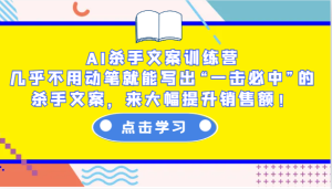 AI杀手文案训练营:几乎不用动笔就能写出“一击必中”的杀手文案,来大幅提升销售额!-中创网_专注互联网创业,项目资源整合-心诚资源网
