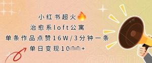 小红书的超火的治愈系动漫loft公寓楼，一条著作关注点赞16W，3min一条，单日转现多张-中创网_专注互联网创业,项目资源整合-心诚资源网