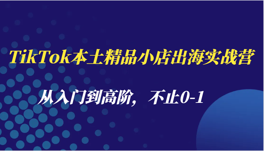 TikTok本土精品小店出海实战营，从入门到高阶，不止0-1-中创网_专注互联网创业,项目资源整合-心诚资源网