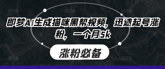 即梦AI形成猫猫黑道短视频，快速养号增粉，一个月5k-中创网_专注互联网创业,项目资源整合-心诚资源网