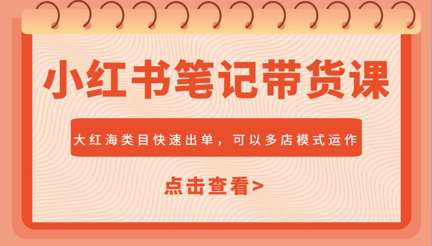 小红书笔记带货课，大红海类目快速出单，市场大，可以多店模式运作-中创网_专注互联网创业,项目资源整合-心诚资源网