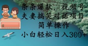 条条爆款，视频号夫妻搞笑对话项目，简单操作，小白轻松日入3张+-中创网_专注互联网创业,项目资源整合-心诚资源网