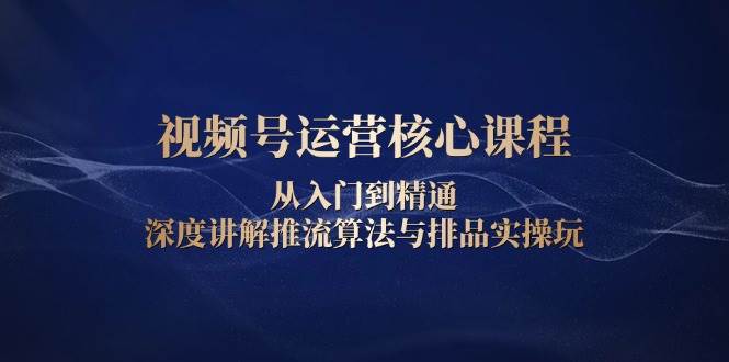 视频号运营核心课程，从入门到精通，深度讲解推流算法与排品实操玩-中创网_专注互联网创业,项目资源整合-心诚资源网