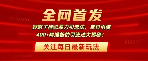 独家首发，歪门邪道暴力行为引流法，单日引流方法400 精准粉的引流法大曝光-中创网_专注互联网创业,项目资源整合-心诚资源网