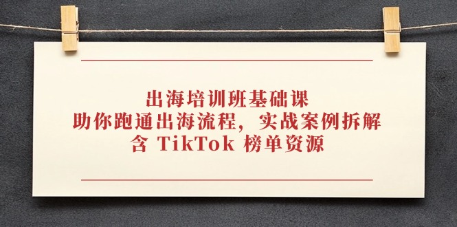 （14555期）出航培训机构专业课，帮助你跑通出航步骤，实战案例拆卸，含 TikTok 排行榜网络资源-中创网_专注互联网创业,项目资源整合-心诚资源网