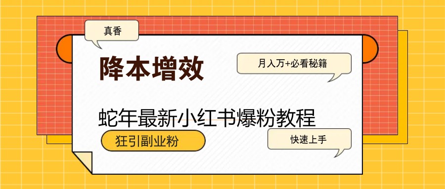 蛇年全新小红书的涨粉实例教程，狂引第二职业粉，月入万 必读-中创网_专注互联网创业,项目资源整合-心诚资源网
