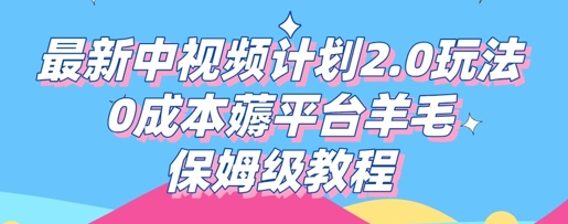 全新中视频伙伴2.0游戏玩法，0成本费薅服务平台羊毛绒，家庭保姆级实例教程-中创网_专注互联网创业,项目资源整合-心诚资源网