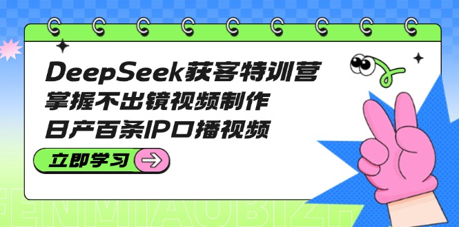（14544期）DeepSeek拓客夏令营：把握不出境视频后期制作，日产百条IP口播视频-中创网_专注互联网创业,项目资源整合-心诚资源网