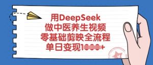 用DeepSeek做中医养生视频,零基础剪辑软件全过程,单日转现好几张-中创网_专注互联网创业,项目资源整合-心诚资源网