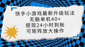 （14166期）快手小游戏最新版本升级玩法，新蓝海，没脑子单机版日入40 ，可大批量变大，小…-中创网_专注互联网创业,项目资源整合-心诚资源网