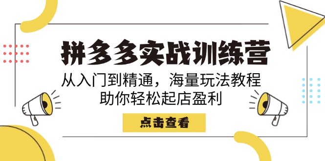 （14392期）拼多多实战训练营，从入门到精通，海量玩法教程，助你轻松起店盈利-中创网_专注互联网创业,项目资源整合-心诚资源网