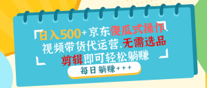 (14123期)日入500 京东商城可视化操作,短视频带货代运营公司,不用选款视频剪辑就能轻松躺着赚钱-中创网_专注互联网创业,项目资源整合-心诚资源网