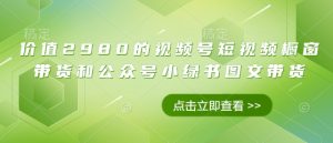 价值2980的视频号短视频橱窗带货和公众号小绿书图文带货-中创网_专注互联网创业,项目资源整合-心诚资源网