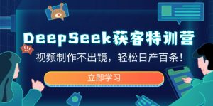 （14461期）DeepSeek拓客夏令营，视频后期制作不出境，轻轻松松日产百条！-中创网_专注互联网创业,项目资源整合-心诚资源网