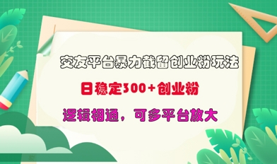 交友网站暴力行为截留自主创业粉游戏玩法，日平稳300 精确自主创业粉，逻辑性互通，可全平台变大-中创网_专注互联网创业,项目资源整合-心诚资源网