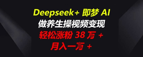Deepseek 即梦AI，做养生操视频变现，轻轻松松增粉38W ，月入一W-中创网_专注互联网创业,项目资源整合-心诚资源网
