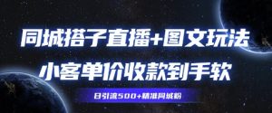 同城搭子图文+直播玩法拆解,小客单价收款到手软,引流500+精准同城粉-中创网_专注互联网创业,项目资源整合-心诚资源网