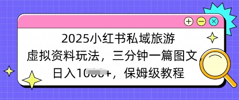 2025小红书的公域度假旅游虚似材料游戏玩法，三分钟一篇图文并茂，日入好几张 家庭保姆级实例教程-中创网_专注互联网创业,项目资源整合-心诚资源网