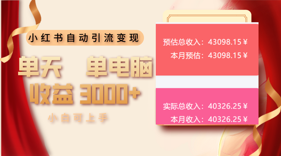 （13999期）小红书自动引流变现 单天单电脑收益3000+  小白可上手-中创网_专注互联网创业,项目资源整合-心诚资源网