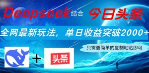 (14262期)Deepseek融合今日今日头条,各大网站全新游戏玩法,单日盈利提升2000 ,新手快速上手-中创网_专注互联网创业,项目资源整合-心诚资源网