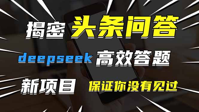 （14480期）头条问答，刚出的新玩法！保证你没见过！用DeepSeek去高效答题，一个账…-中创网_专注互联网创业,项目资源整合-心诚资源网