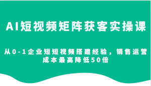 AI短视频矩阵获客实操课，从0-1企业短短视频搭建经验，销售运营成本最高降低50倍-中创网_专注互联网创业,项目资源整合-心诚资源网