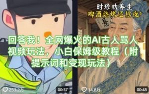 回答！各大网站爆红的AI古代人骂人视频游戏玩法，新手家庭保姆级实例教程（附引导词和转现游戏玩法）-中创网_专注互联网创业,项目资源整合-心诚资源网