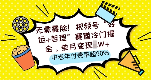 不用漏脸，微信视频号“好运气 人生哲理”跑道小众掘金队，单月转现2W ，中老年人付费率超90%-中创网_专注互联网创业,项目资源整合-心诚资源网