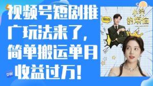 微信视频号短剧剧本营销推广全新游戏玩法,简易运送单月盈利过W,新手也可以快速上手-中创网_专注互联网创业,项目资源整合-心诚资源网