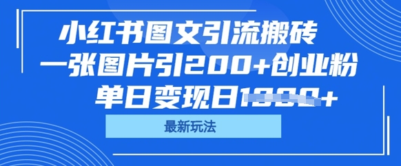 小红书的图文并茂引流方法打金，一张图片引200 自主创业粉，单日转现日多张-中创网_专注互联网创业,项目资源整合-心诚资源网