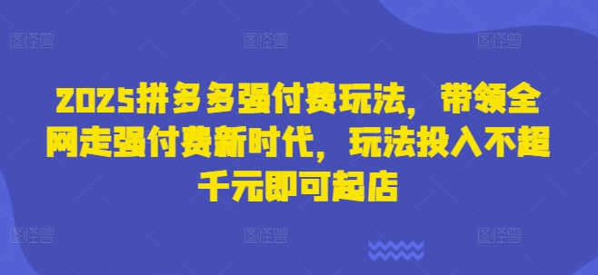 2025拼多多平台强付钱游戏玩法，领着各大网站走高付钱新时期，游戏玩法资金投入不超过千块就可以出单-中创网_专注互联网创业,项目资源整合-心诚资源网