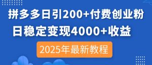 （14217期）拼多多平台日引200 付钱自主创业粉，日平稳转现4000 盈利，2025年全新实例教程-中创网_专注互联网创业,项目资源整合-心诚资源网
