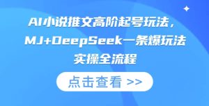 AI小说推文高级养号游戏玩法,MJ DeepSeek一条爆游戏玩法实际操作全过程-中创网_专注互联网创业,项目资源整合-心诚资源网