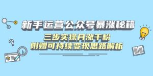 （14111期）初学者运营公众号疯涨秘笈，三步实际操作月涨千粉，附送可持续性转现构思分析-中创网_专注互联网创业,项目资源整合-心诚资源网
