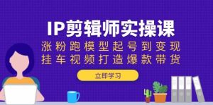 IP后期剪辑实操课：增粉跑实体模型养号到转现，挂车视频推出爆款卖货-中创网_专注互联网创业,项目资源整合-心诚资源网