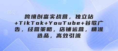跨境电商财富实战营，自建站 TikTok YouTube 谷歌广告，经营模式，店铺管理，精确选款，高效率引流方法-中创网_专注互联网创业,项目资源整合-心诚资源网