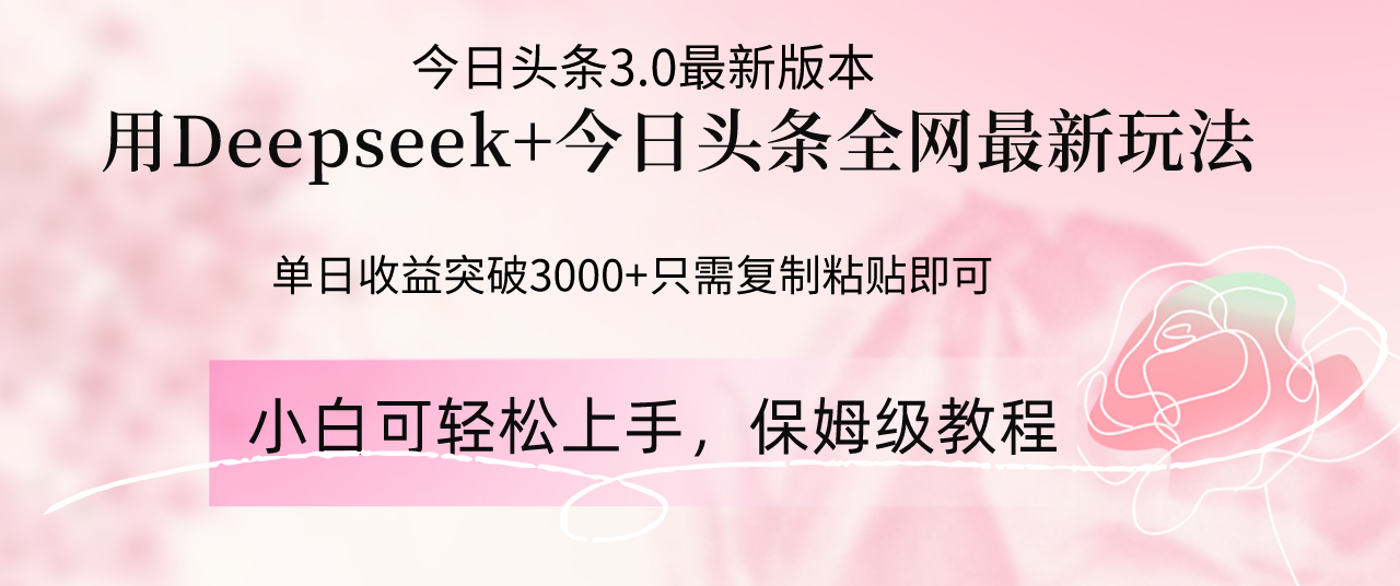 （14452期）Deepseek融合今日今日头条各大网站全新游戏玩法，单日盈利提升3000 ，只需要简单的…-中创网_专注互联网创业,项目资源整合-心诚资源网