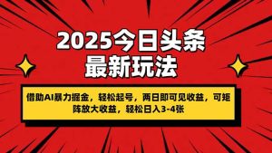 (14306期)2025今日今日头条全新游戏玩法,依靠AI暴力行为掘金队,轻轻松松养号,两日即由此可见盈利,可…-中创网_专注互联网创业,项目资源整合-心诚资源网