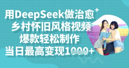 用DeepSeek做痊愈农村怀旧风格短视频，爆品轻轻松松制做，当日最大转现好几张-中创网_专注互联网创业,项目资源整合-心诚资源网