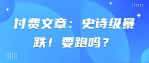 付费文章:史诗狂跌!跑吗?-中创网_专注互联网创业,项目资源整合-心诚资源网