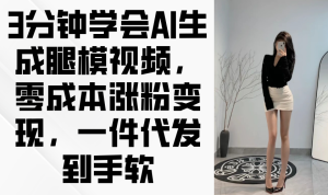 （14537期）3min懂得AI形成腿模视频，零成本增粉转现，一件代发到手软-中创网_专注互联网创业,项目资源整合-心诚资源网