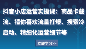 抖音小店运营实操课:商品卡截流、猜你喜欢流量打爆、搜索冷启动、精细化运营细节等-中创网_专注互联网创业,项目资源整合-心诚资源网