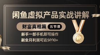 精品！闲鱼虚拟产品实战讲解，新手一部手机即可操作，副业月利润可达5k+-中创网_专注互联网创业,项目资源整合-心诚资源网