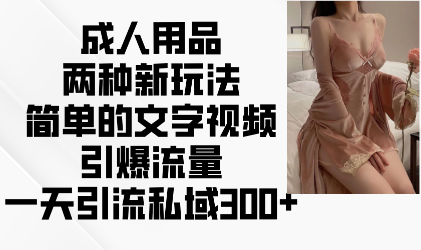 两性用品二种新模式，文字描述短视频引爆流量，一天引流方法公域300-中创网_专注互联网创业,项目资源整合-心诚资源网