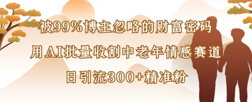 被99%博主忽略的财富密码：用AI批量收割中老年情感赛道，日引流300+精准粉-中创网_专注互联网创业,项目资源整合-心诚资源网
