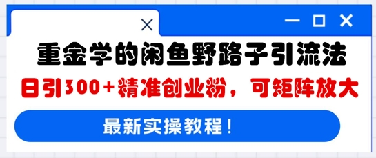 巨资学得闲鱼平台歪门邪道引流法，日引300 精确自主创业粉，可引流矩阵变大-中创网_专注互联网创业,项目资源整合-心诚资源网