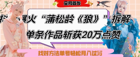 爆红“蒲松龄《狼》”实战演练拆卸，仅6条著作增粉24W，一条著作获得20W关注点赞，用对方法轻轻松松养号月入了W-中创网_专注互联网创业,项目资源整合-心诚资源网