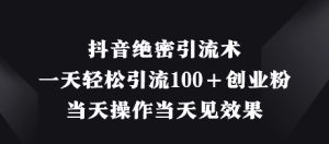 抖音视频机密引流术,一天轻轻松松引流方法100 自主创业粉,那天实际操作当日见实际效果-中创网_专注互联网创业,项目资源整合-心诚资源网