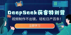 DeepSeek拓客夏令营,视频后期制作不出境,轻轻松松日产百条!-中创网_专注互联网创业,项目资源整合-心诚资源网