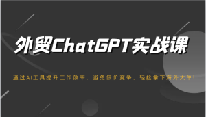 出口外贸ChatGPT实战演练课,根据AI专用工具提高工作效率,防止恶性竞争,轻松拿下国外股票大单!-中创网_专注互联网创业,项目资源整合-心诚资源网